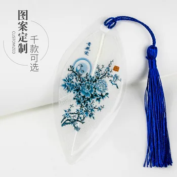 יצירתי וריד סימניה ציור סיני עלה בסגנון כחול-לבן פורצלן יפה יצירתי אמנות מתנות
