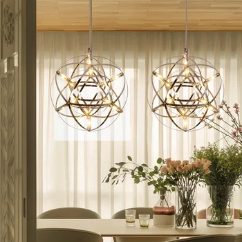 מודרני דינור ניצוץ הכדור הוביל אור תליון חי בחדר האוכל במסעדה תליון מנורות ברזל אמנות עיצוב הבית נברשת תאורה