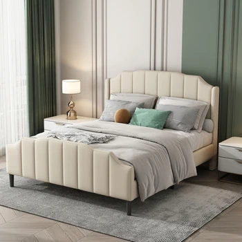 מודרני בצבע בז ' בגודל קווין מרופדים פלטפורמה מיטה עם ראש המיטה מדרך לכיוון,לא קפיצים צורך, קטיפה בד,עבור חדר השינה