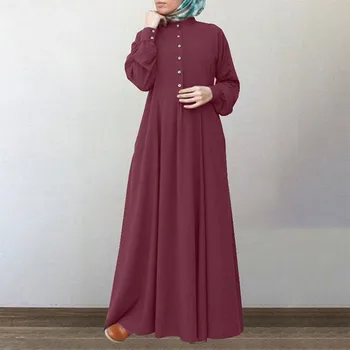 המוסלמים השמלה נשים שרוול ארוך Abaya טורקיה דובאי התנופה הגדולה ארוך החלוק בגדים הרמדאן Kaftan מרוקאי Jilbab Vestido חיג ' אב השמלה