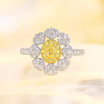 עיצוב אופנה מתקדם הגיוני האצבע טבעת S925 כסף סטרלינג יהלום מצופה זהב טבעת של נשים טבעת תכשיטים, קישוט