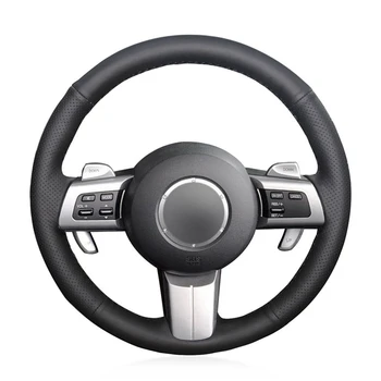 ביד לתפור שחור עור מלאכותי המכונית כיסוי גלגל הגה עבור מאזדה MX-5 2009-2013