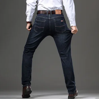 אופנה ג 'ינס שחור לגברים עסקי מזדמן מתיחה ישר מכנסי ג' ינס קלאסי מהדורה סוג אופנה מכנסיים מכנסיים גבר