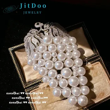 JitDoo ענבים צורה פנינה ים עמוק רכיכות, חרוזים הסיכה לנשים יוקרה עיצוב האישיות סיכה סיכות תכשיטי מתנת החתונה