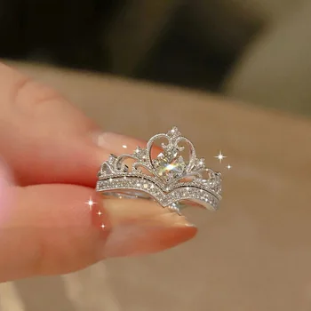 אופנה רומנטית זירקון הכתר הזוג טבעת להגדיר עבור נשים גברים ההצעה מבטיח לנצח אהבה מתנה ליום הנישואין