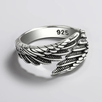 אופנה הזוג טבעת נחושת פתיחת טבעת לגברים נשים וינטאג ' כנפי מלאך אישיות פתח טבעות
