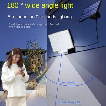 אבטחה מנורת קיר חיצוני בגינה תלויים רחוב אור 60W LED סולארית מופעל על הקיר אור תנועת PIR חיישן תנועת אור