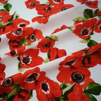 חדש ארגמן אדום חמניות הדפסה דיגיטלית כל בד כותנה שמלת הקיץ DIY נוח לתפור בד