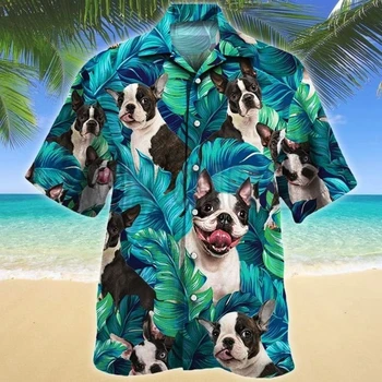 חולצת הוואי לגברים Cutecore הכלב חיה סקסית פרחוני דביבון טרופי החוף מזדמנים אופנת רחוב נוער משובח מצחיק באגי יוניסקס