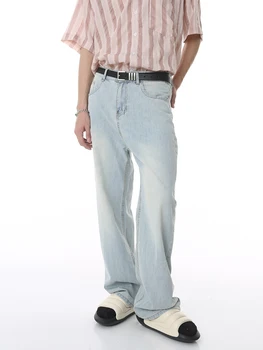 YIHANKE כותנה כחול ג ' ינס לגברים ליפול טוויסט חדש בעיצוב רטרו חיתוך ישר-רגל מכנסיים באיכות גבוהה מכנסי גברים