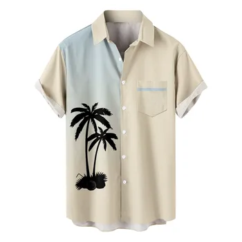 2023 קיץ החוף חולצת הוואי משובח הדפס שרוול קצר החולצה החולצה ביגוד אלגנטי חופשי מזדמן חולצת camisa masculina