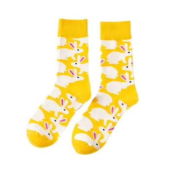 יוניסקס מצחיק כותנה גרביים צבעוניות מצוירות ביצי פסחא Harajuku גרביים