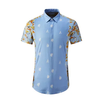 איכות גבוהה תכשיטי יוקרה חולצות פולו אופנה באיכות גבוהה Mens חוף הוואי סגנון הדפס שרוול קצר חולצות