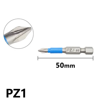 סט ביטים עבור חשמל מברג השפעה אנטי החלקה מגנטי לחצות טיפ PH1/PH2/PH3/PZ1/PZ2/PZ3 50mm יד מקצועית כלים