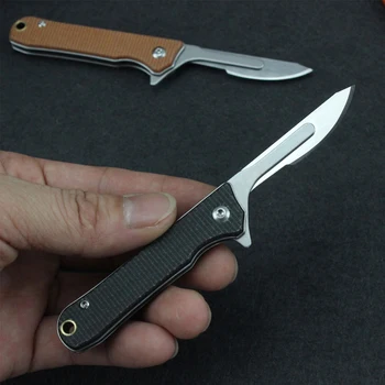 קטן EDC בכיס סכין יפנית עם 10 יח 'של מס' 24 להבים להחלפה מיני מחזיק מפתחות בטיחות סכיני הגילוח המדויק סכין יפנית