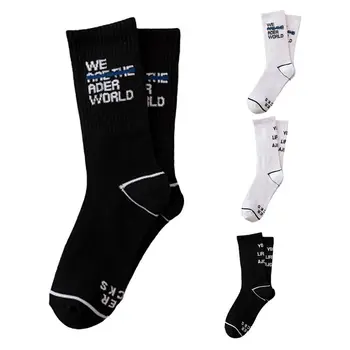 גברים, נשים, Harajuku כותנה גבוה הקרסול גרביים שחור לבן מצחיק מכתבים מודפס פסים היפ הופ, סקייטבורד בציר עגל גרביים