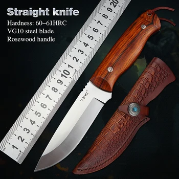 ציד סכין הישרדות VG10 קבוע להב סכין בכיס חיצוני קמפינג צבאי טקטי סכינים הגנה עצמית EDC הידיים כלי התער