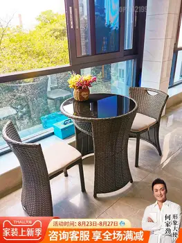 סגול עלה המרפסת שולחנות קטנים וכסאות, מרפסת חיצונית יכולה לקבל תה תה שולחן המקל שהופך את שילוב רהיטים