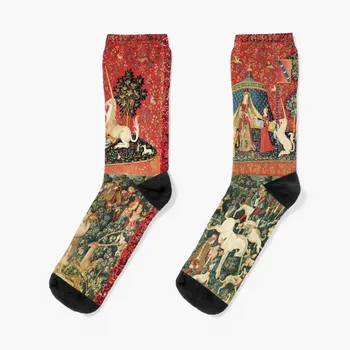 ארבע גברת קרן סיפורי פנטזיה ,פרחים,חיות, אדום ירוק פרחוני איסוף גרביים של נשים דחיסה גרביים נעלי הליכה