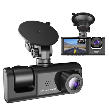 Dash Cam עבור מכוניות,הכניסה פנימה,1080P מצלמה כפולה עם ראיית לילה IR,לולאה הקלטה,DVR המכונית blackbox עם 2 אינץ IPS מסך