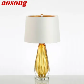 AOSONG נורדי זיגוג מנורת שולחן אמנות מודרנית הסלון חדר השינה ללמוד מלון LED אישיות מקוריות שולחן אור