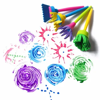4Pcs/Set ילדים ילדים ציור צעצוע DIY פרח גרפיטי ספוג ציוד אמנות מברשות חותם ציור כלי מצחיק יצירתי הצעצועים.