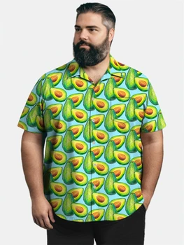 הקיץ הוואי ירוק אבוקדו להדפיס חולצת גברים שרוול קצר חולצה חוף ללבוש חג העליון בגדים