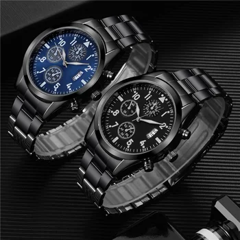קוורץ שעון היד זוהר גברים שעונים לוח שנה קלאסי זכר עסקים פלדה שעון Relogio Masculino פופולרי Saati חם