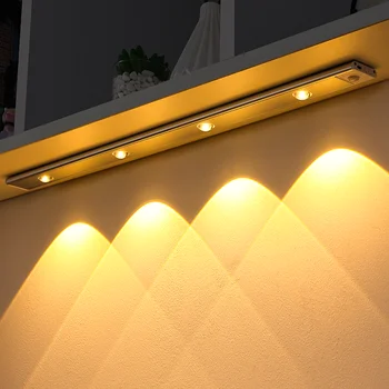 PZSUNLY Ultrathin LED אור Cabinet 40/60/80cm חיישן תנועה אלחוטי USB TYPE-C טעינה בלילה אור הקבינט תאורה למטבח