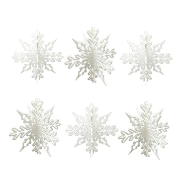 50Pcs פלסטיק לבן פתית שלג, חורף קישוטי חג המולד תלוי תליון לקראת החורף, עצי חג המולד