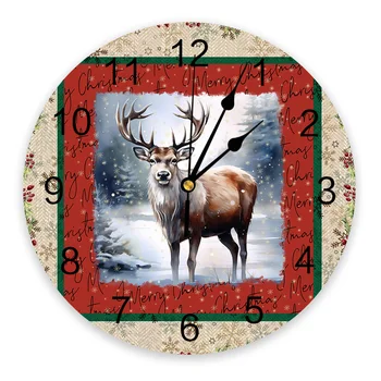 חג המולד צבי פתיתי שלג שעון קיר שקט שעונים דיגיטליים הביתה השינה של מטבח קישוט תלוי לצפות