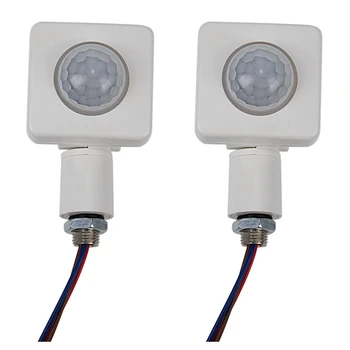2X באיכות גבוהה אוטומטי PIR 85-265V אבטחה PIR אינפרא אדום גלאי תנועה גלאי קיר אור LED חיצוני לבן.