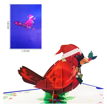 3D ציפורים אבא של חג המולד כרטיס ברכה עם מעטפה חיתוך לייזר סנטה מסיבת החג הזמנה אשוח מתנה לשנה החדשה גלויה