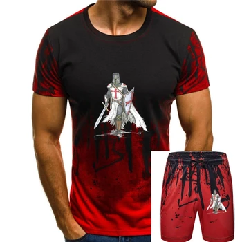 גרפי 3D הדפסה גברים אביר טמפלר חולצת רטרו של אדם איכות חולצת טריקו