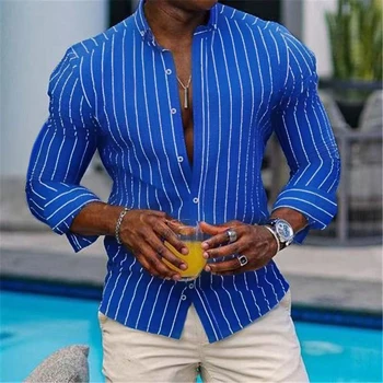 סגנון וינטג ' חולצות פשתן חוף בגדי גברים מזדמנים חופשי כפתור דש חולצת שרוול ארוך סתיו פנאי חולצות גברים אופנת רחוב