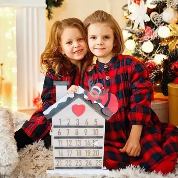 1PC הופעתו של חג המולד לוח עץ זנגביל הספירה לאחור ממתקים קופסת קישוטים לחג המולד DIY עבור מתנות בבית תצוגה R1F7