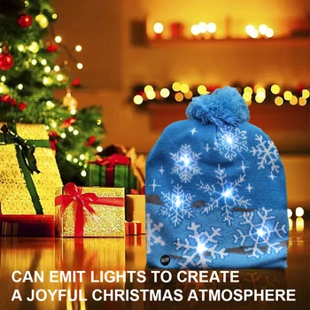 סרוגים LED כובע חג המולד ביני להאיר להאיר חמים כובע כובע קריקטורה רך צבעוני שנה החדשה חג המולד מתנות חג המולד תפאורה