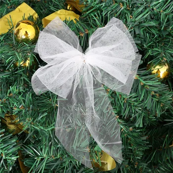 6Pcs פרפר קשת תלייה דקו לחג המולד קישוט הבית הלבן Bowknot עץ חג המולד קישוטי השנה החדשה