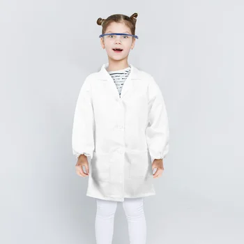 ילדים תחפושת מדען בגדים הרופא מעיל פלסטיק לבן ניסוי מדעי הפעוט נשים