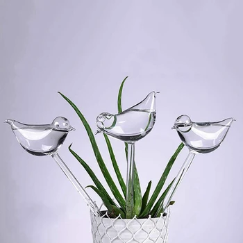 10 Pack אוטומטי פרח Waterers ציפור מכשיר השקיה מפלסטיק ציפור צורת עבודת יד ברור פלסטיק Waterers