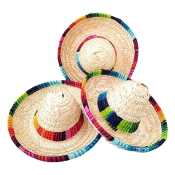 מחשבים הכלב כובע קש טבעי מיני כובעים עיצוב חדש מיני כובע מקסיקני שולחן העבודה ספקי צד קרנבל מסיבת יום הולדת קישוטים חדשים.