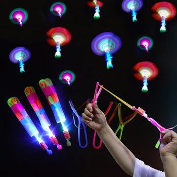 1/3/5/10pcs מדהים אור צעצוע חץ טילים מסוק צעצוע מעופף אור LED צעצועים כיף לחגוג מתנה גומי מעוט