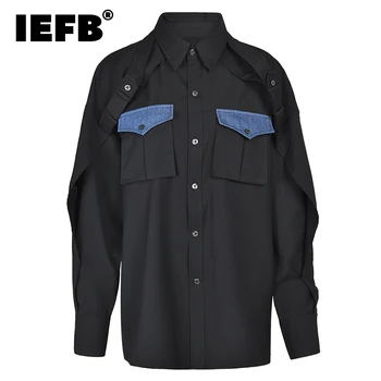 IEFB חדש ברמה גבוהה חולצה עם שרוולים ארוכים מגמה של גברים קוריאנים נאה נישה עיצוב גג ספארי סגנון זכר משולבים קרדיגן CP0516