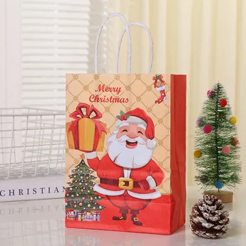 חג המולד אספקה שקיות נייר קראפט ממתקים שקית קוקי קריקטורה סנטה קלאוס, פתיתי שלג חג המולד עץ חג המולד DIY ציוד למסיבות