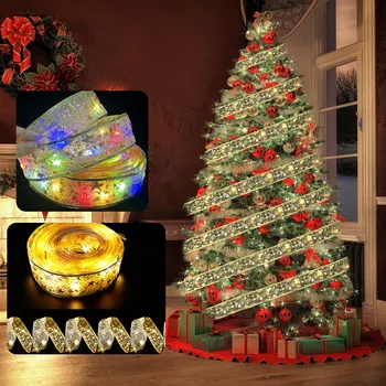 1M LED חג המולד זר תאורה חוטים מלאכותיים יער אדומים הולי עלים הקיסוס המטפס על עץ חג מולד קישוט קישוט הבית