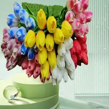 ליצור מציאותי מיני טוליפ פרחים מלאכותיים לקישוט עם טכנולוגיית הדמיה