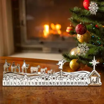 בלוק ספירה לאחור לוח שנה 24 ימי כיף עץ חג המולד אדוונט לוח השנה קישוטי שולחן המסיבה חתיכות מרכז קישוט חג המולד