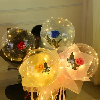 אור LED DIY פרח רוז Ballon מקל על מסיבת יום האהבה חתונה קישוט עיצוב בלונים Dropship