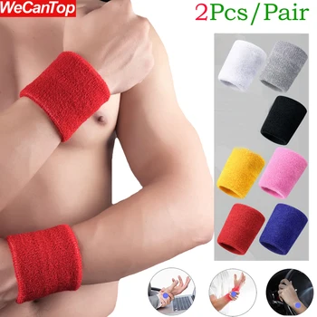 1Pair צבעוני ספורט Wristbands כותנה הזיעה צמדי שורש כף היד Sweatbands היד להקות זיעה לגברים, נשים,כדורסל,ספורט