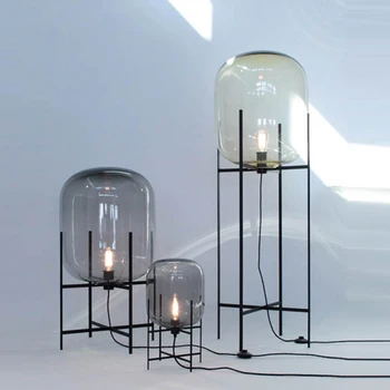 נורדי מנורת שולחן פוסט-מודרני סגנון תעשייתי מאפרה מזכוכית ארבע רגליים בחדר השינה מנורת שולחן הסלון ללמוד המנורה